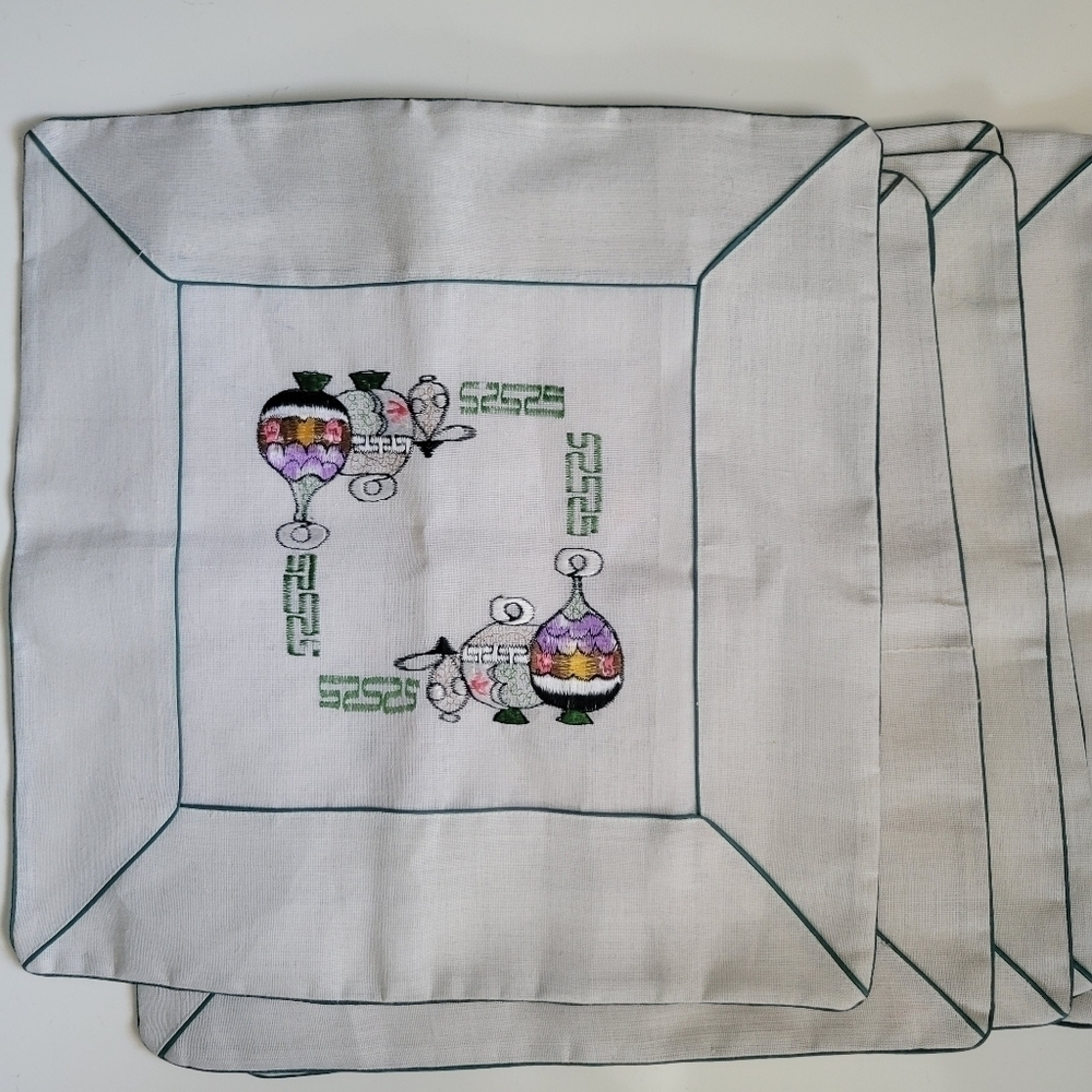 Lots of 5 Embroidered Vase Decorative Pillowcases